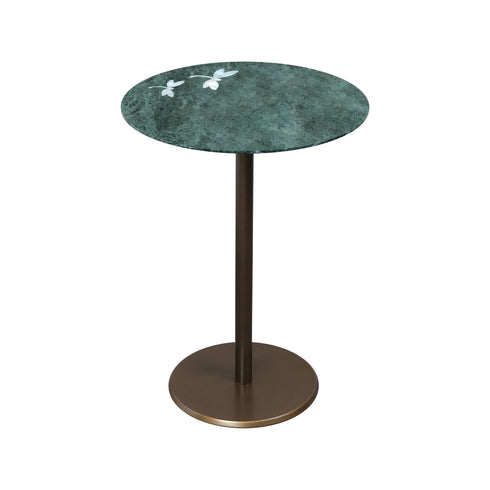 Green Marble and Abalone Shell Accent Table